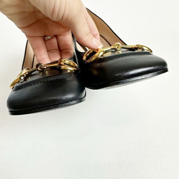 GUCCI Black Baby Bit Horsebit Square Toe Pump 38.5 US 8.5 Leather Block Heel - Picture 8 of 15